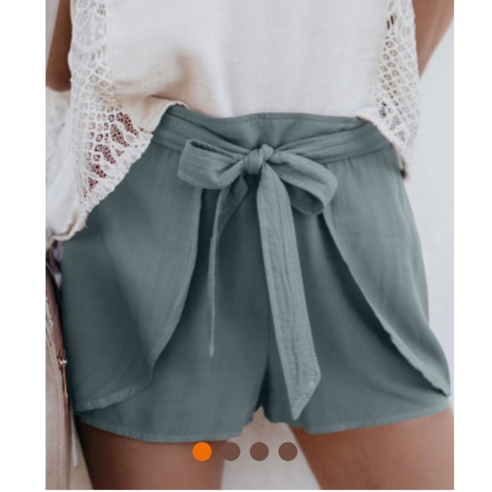 Drawstring sash waist tie shorts